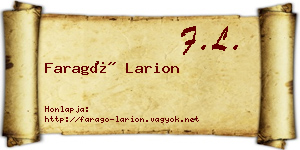 Faragó Larion névjegykártya